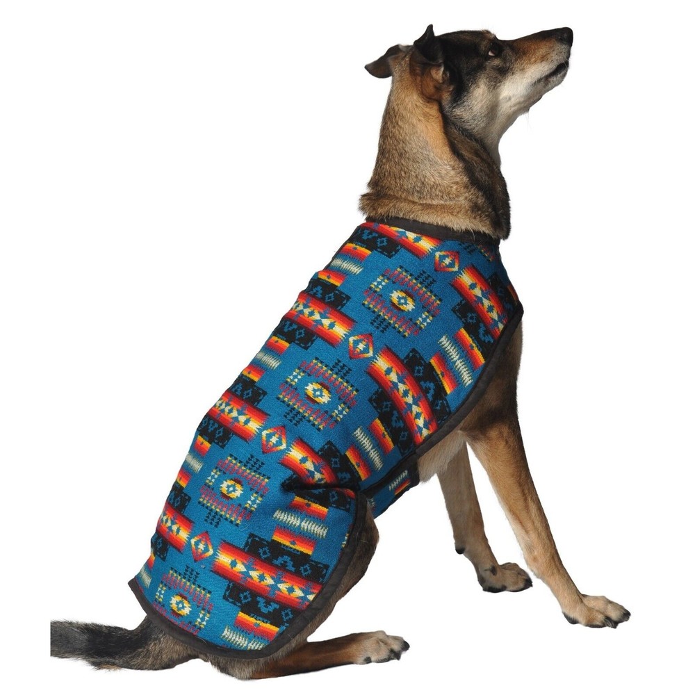 Chilly Dog Turquoise Southwest Wool Dog Blanket Winter Coat Sizes XS-XXL